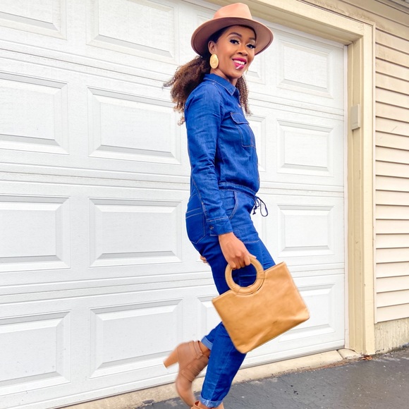 Dark Denim long sleeve jumpsuit - Picture 4 of 5